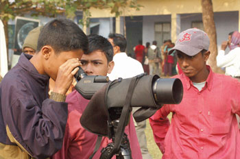 Bird watching by local people.